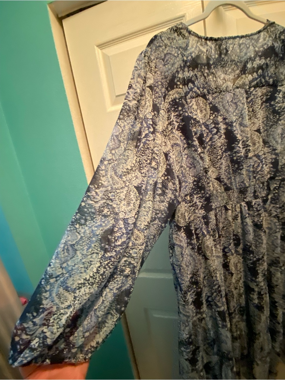 Joie Blue & White Flowy Boho-Chic/Peasant Style/Paisley Pattern Maxi Dress XXL - Picture 13 of 16